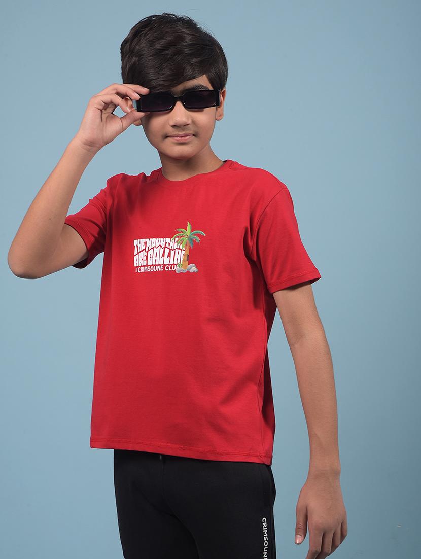 boys front & back printed round neck t-shirt - 21913521 -  Zoom Image - 0