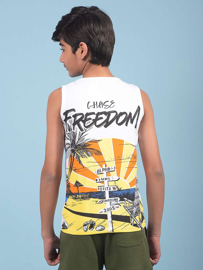 boys front & back print round neck t-shirt