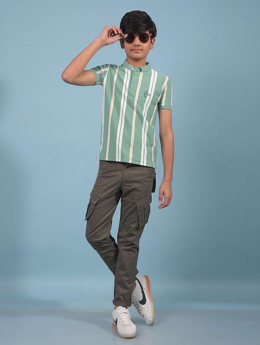 boys green striped short sleeve t-shirt - 21913534 -  Standard Image - 5