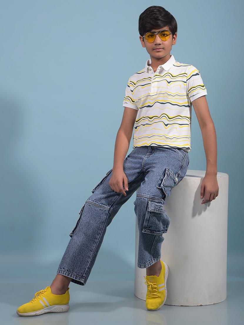 boys white printed short sleeve polo t-shirt - 21913546 - Standard Image - 5