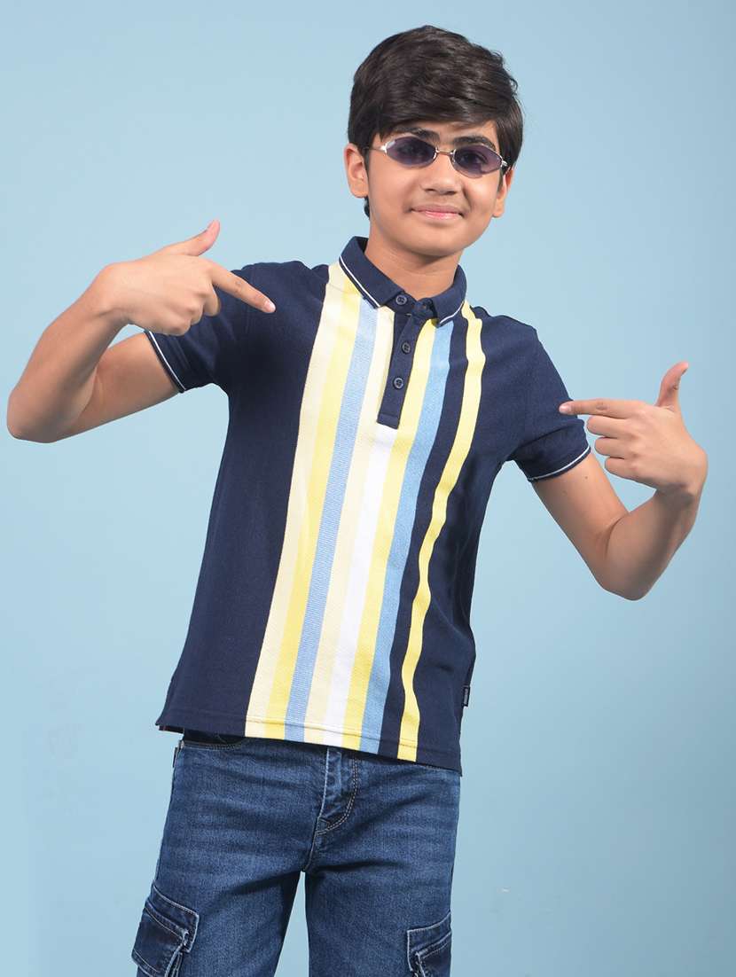 boys striped short sleeve polo t-shirt