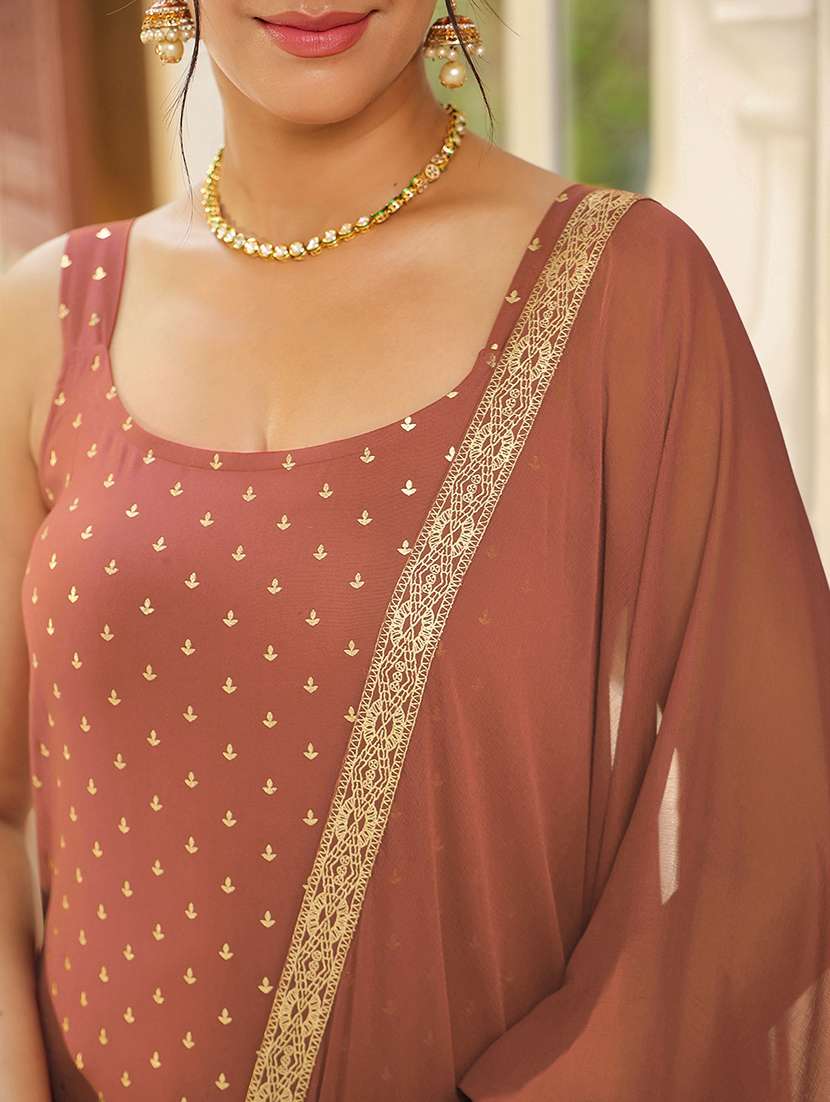 women rust sleeveless kurta pant with dupatta set - 21913582 -  Standard Image - 5