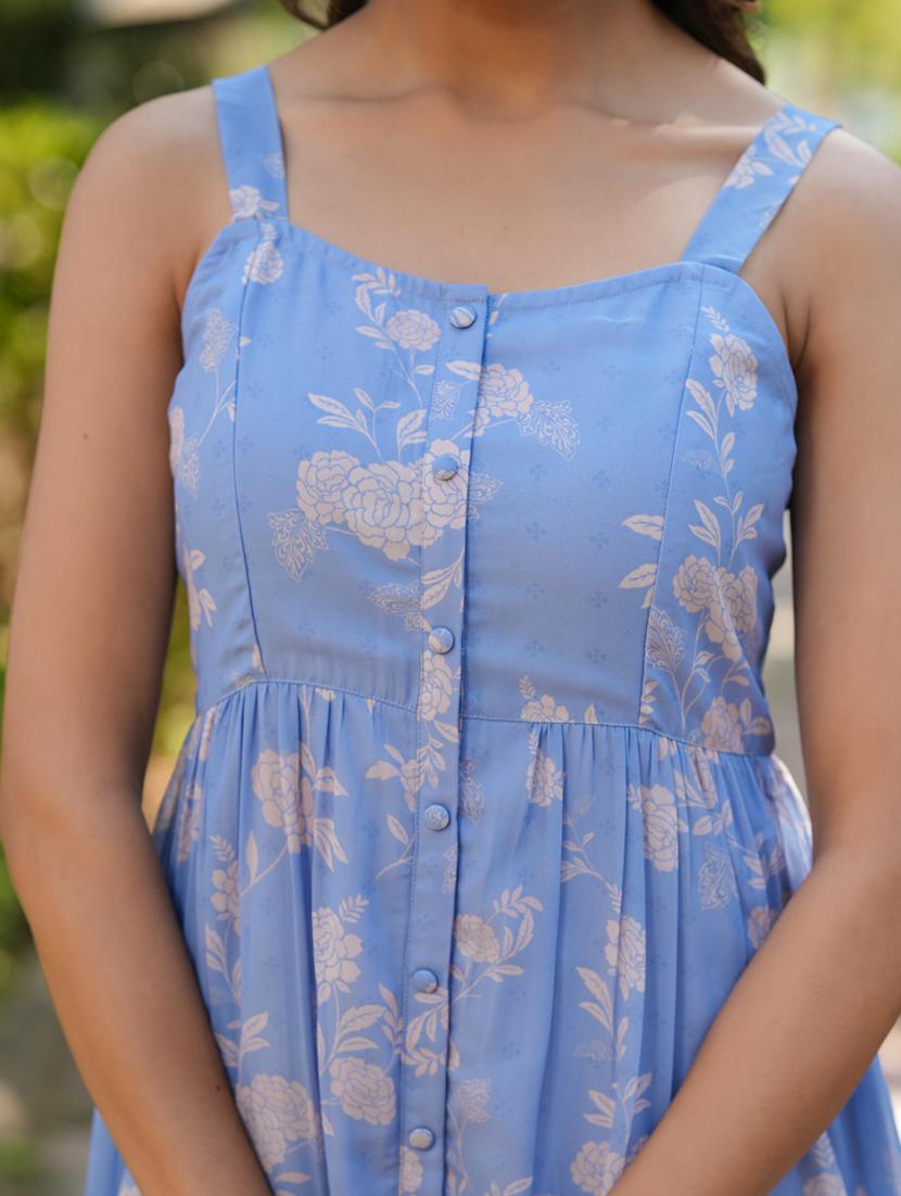 women floral printed shoulder strap tiered dress - 21913600 - Standard Image - 5