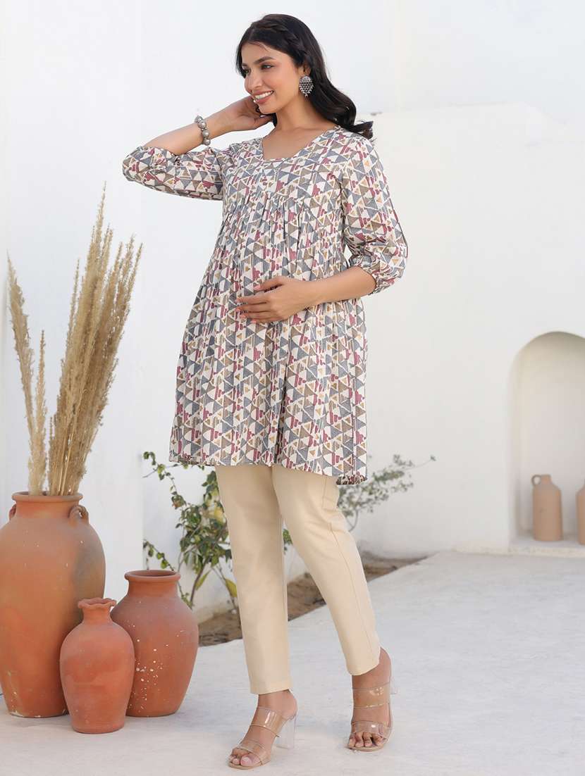 women printed three quarter sleeve maternity wear tunic - 21913603 -  Standard Image - 3