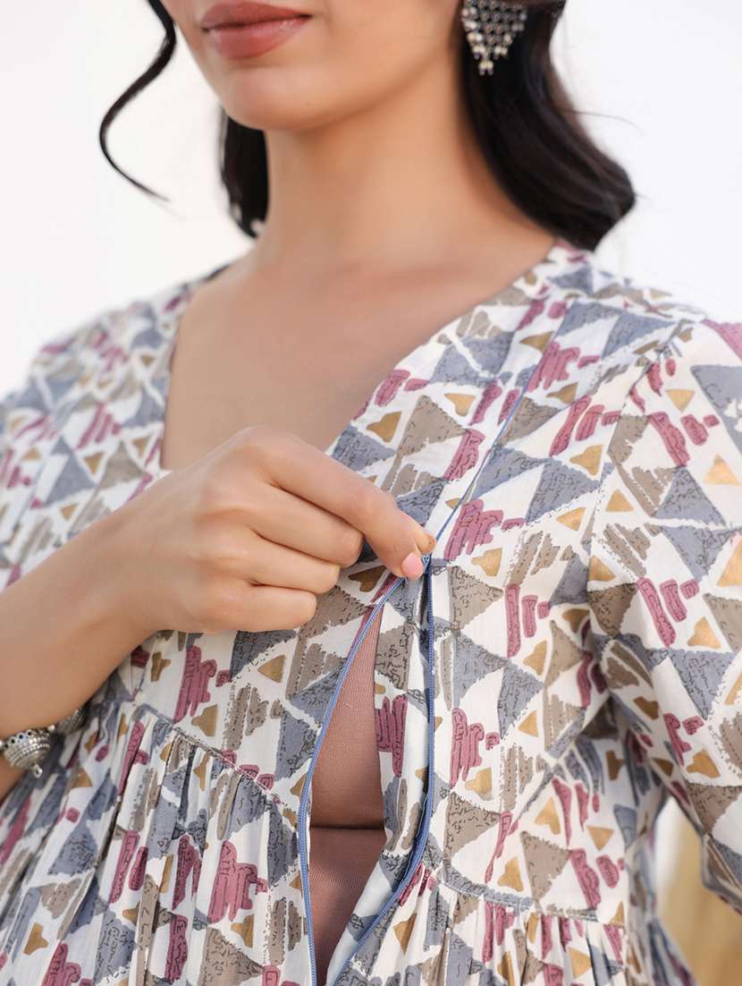 women printed three quarter sleeve maternity wear tunic - 21913603 -  Standard Image - 5