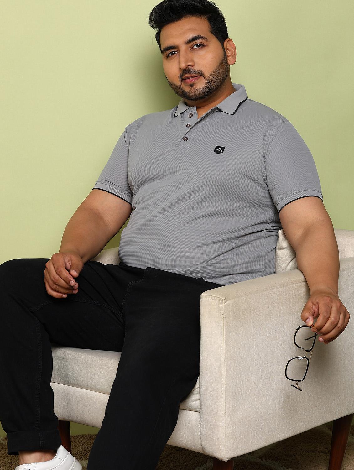 men plus size solid short sleeve polo t-shirt - 21913999 - Standard Image - 3