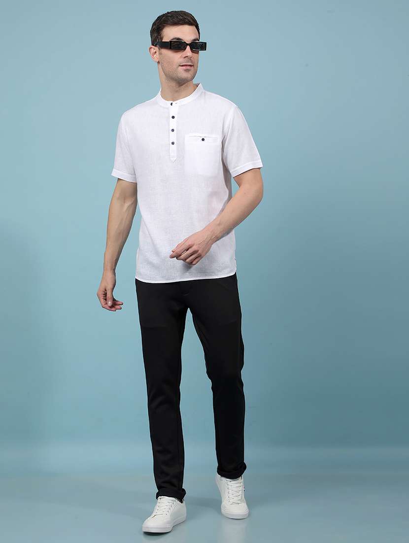 men solid mandarin neck short kurta - 21914229 -  Standard Image - 5