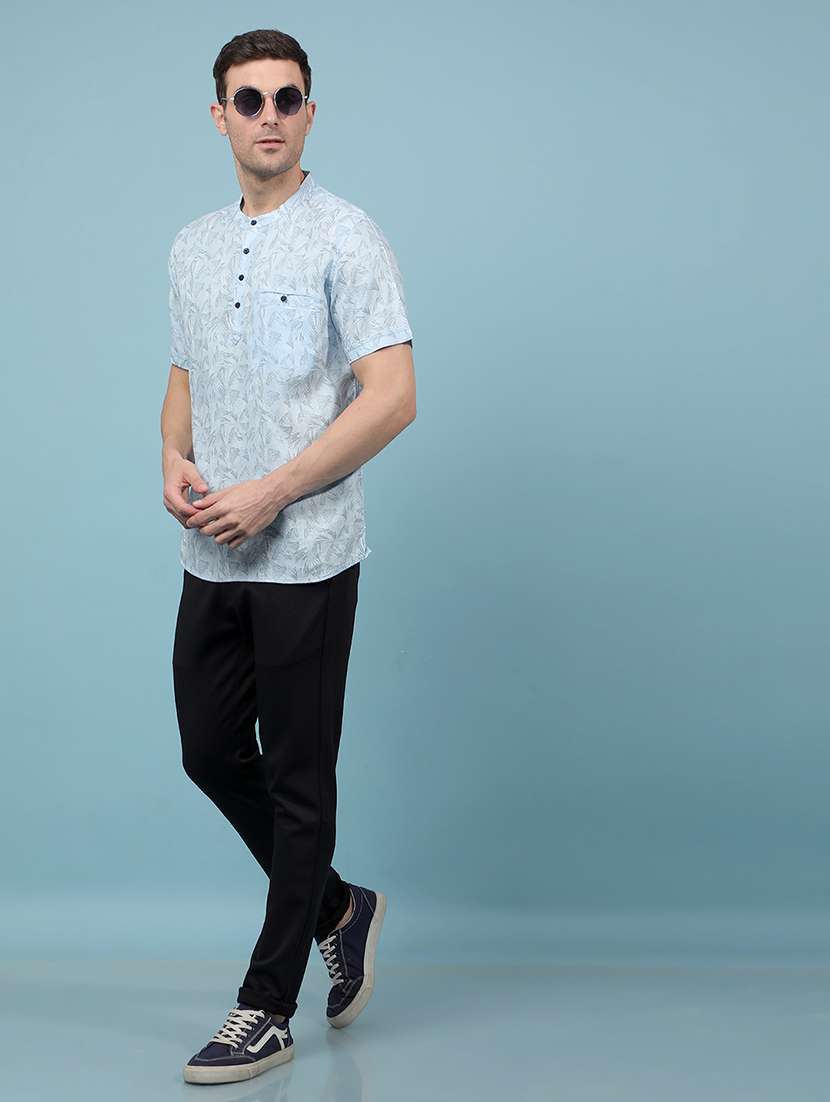 men printed mandarin neck short kurta - 21914238 -  Standard Image - 5