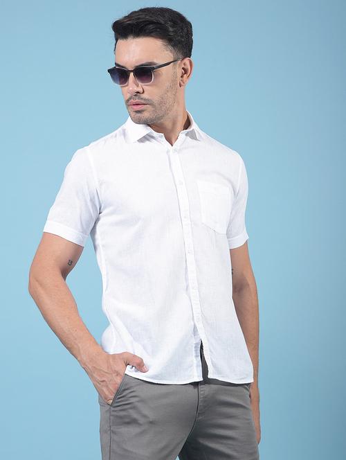 men solid short sleeve slim fit casual shirt - 21914246 - Standard Image - 0