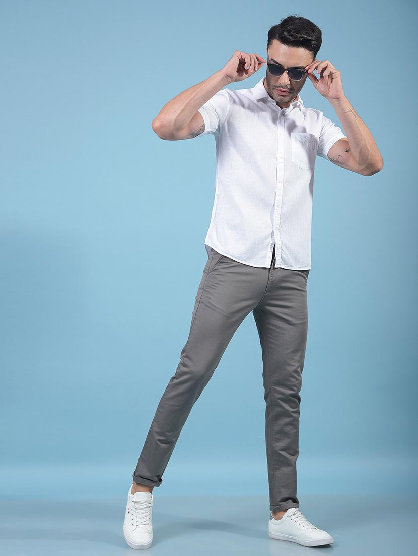 men solid short sleeve slim fit casual shirt - 21914246 - Standard Image - 5