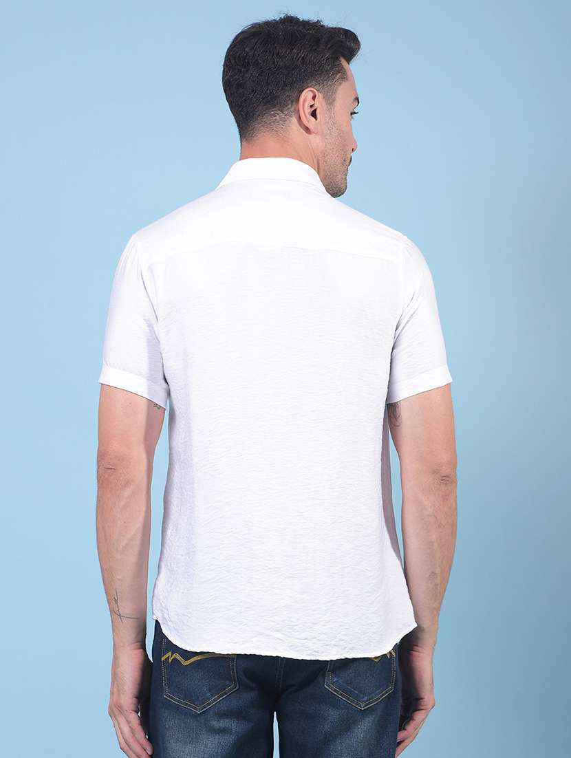 men solid short sleeve slim fit casual shirt - 21914247 -  Standard Image - 3