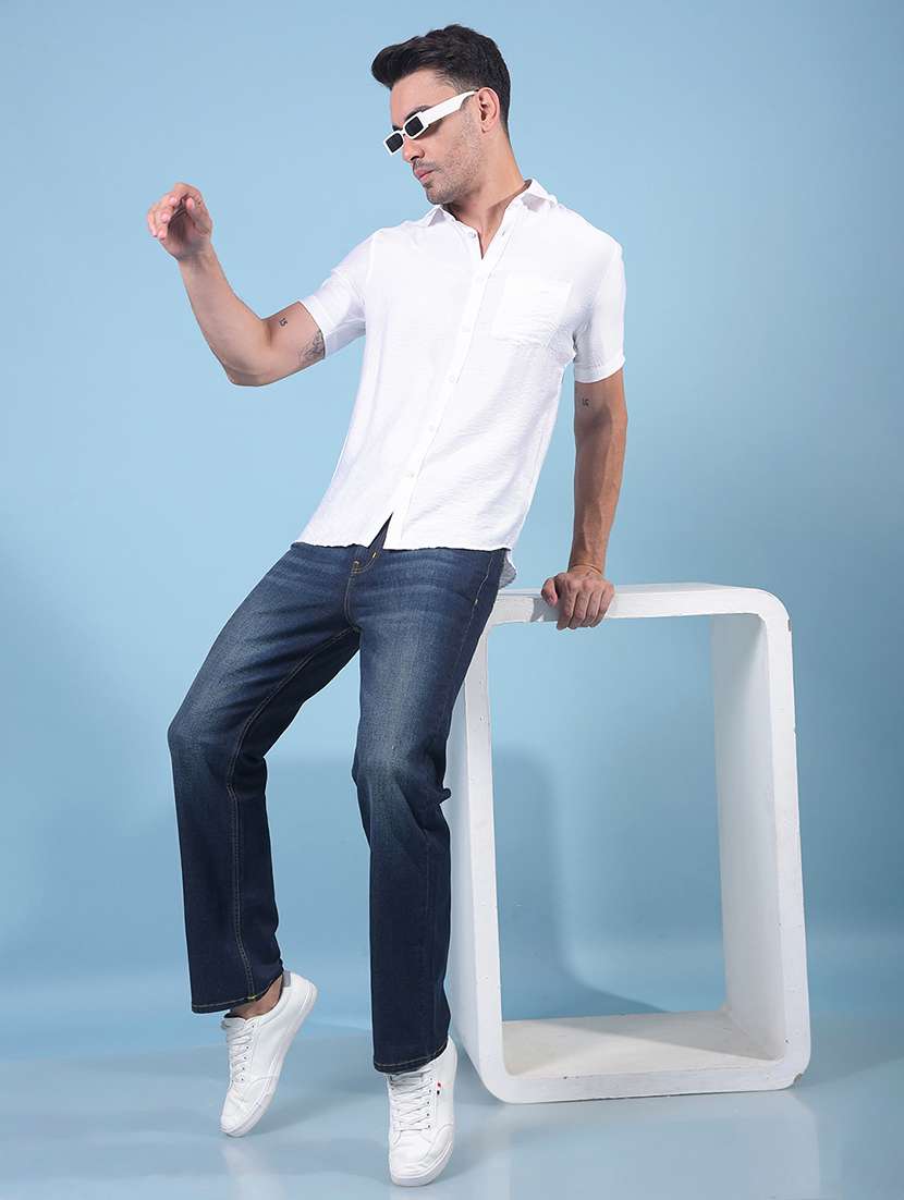 men solid short sleeve slim fit casual shirt - 21914247 -  Standard Image - 5