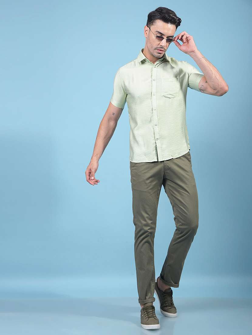 men solid short sleeve slim fit casual shirt - 21914249 -  Standard Image - 5