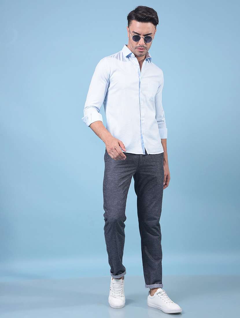 men solid long sleeve slim fit casual shirt - 21914261 -  Standard Image - 5