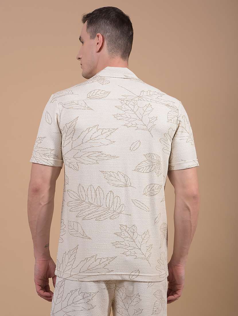 men printed short sleeve slim fit casual shirt - 21914267 -  Standard Image - 3