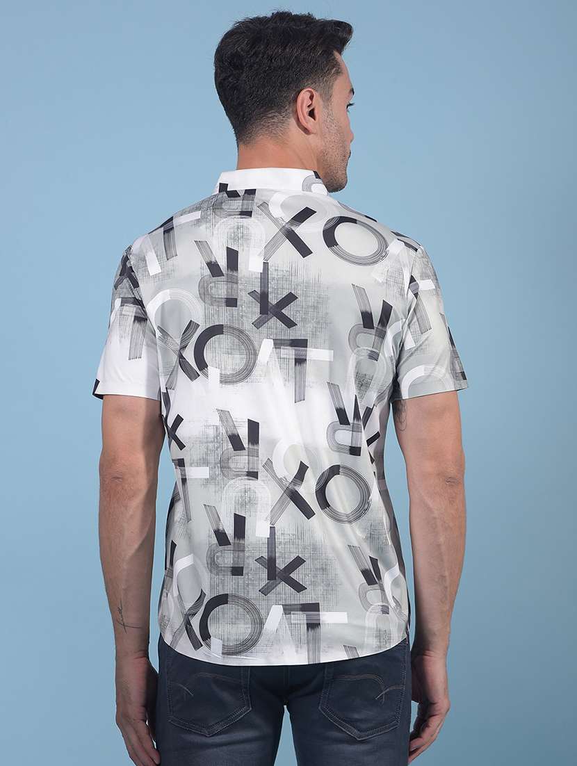 men printed short sleeve slim fit casual shirt - 21914271 -  Standard Image - 3