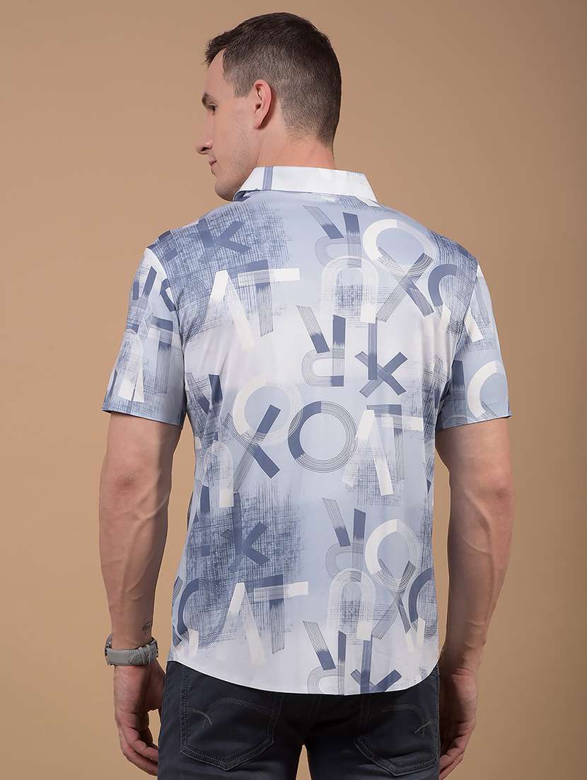 men printed short sleeve slim fit casual shirt - 21914272 -  Standard Image - 3