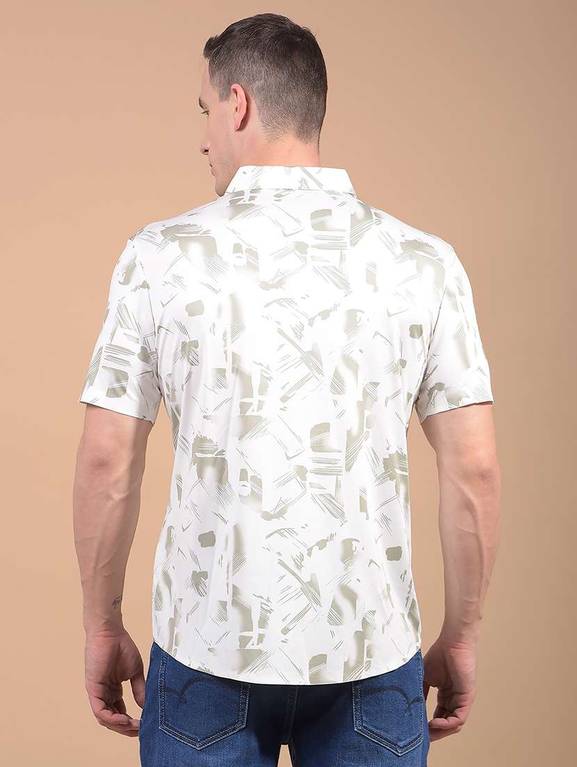 men printed short sleeve slim fit casual shirt - 21914274 -  Standard Image - 3