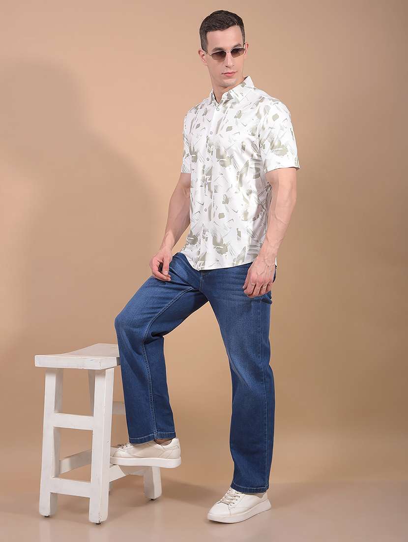 men printed short sleeve slim fit casual shirt - 21914274 -  Standard Image - 5