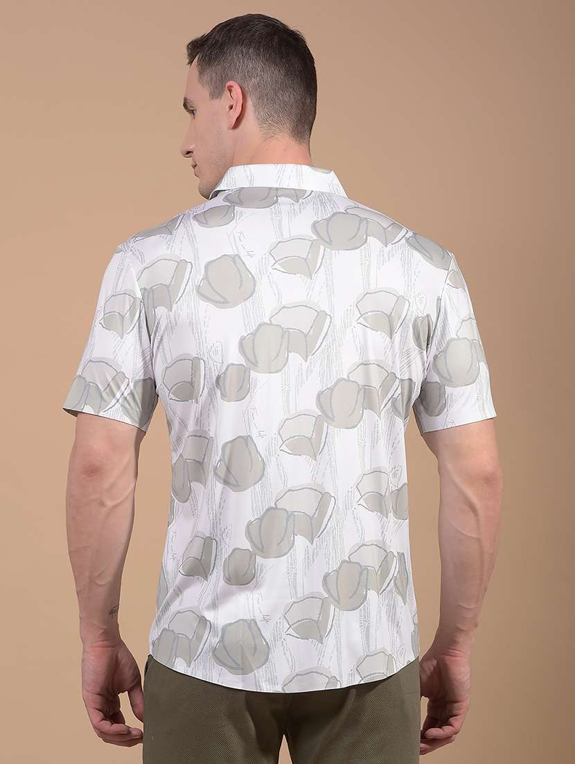 men printed short sleeve slim fit casual shirt - 21914275 -  Standard Image - 3