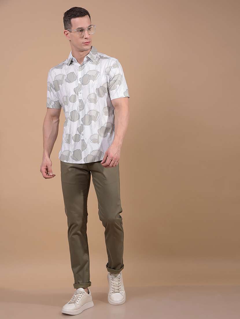 men printed short sleeve slim fit casual shirt - 21914275 -  Standard Image - 5