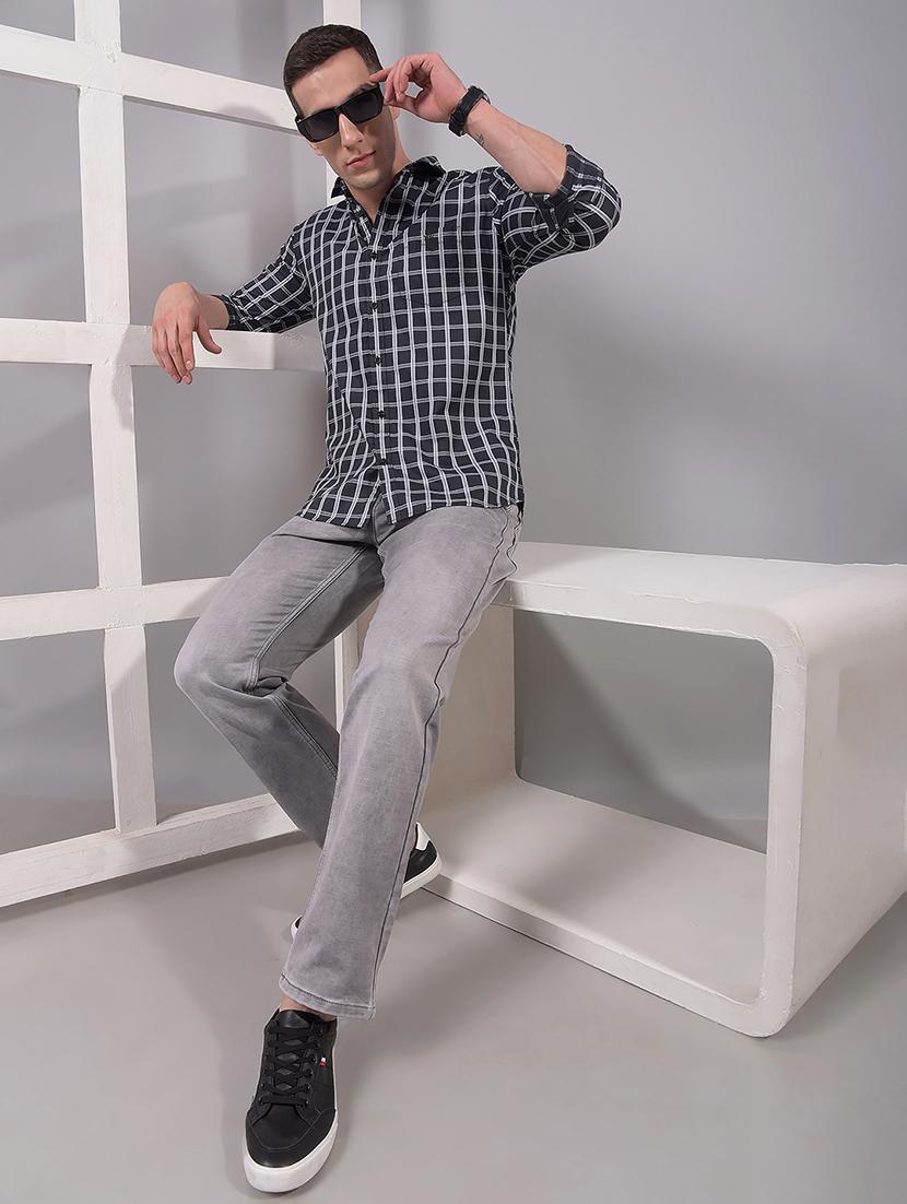 men checkered long sleeve slim fit casual shirt - 21914278 - Standard Image - 5