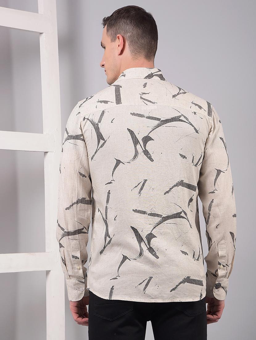 men printed long sleeve slim fit casual shirt - 21914279 - Standard Image - 3