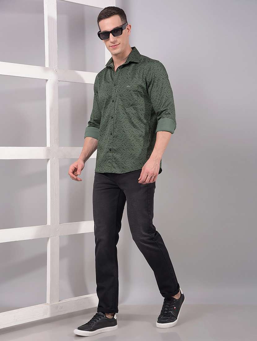 men printed long sleeve slim fit casual shirt - 21914280 - Standard Image - 5