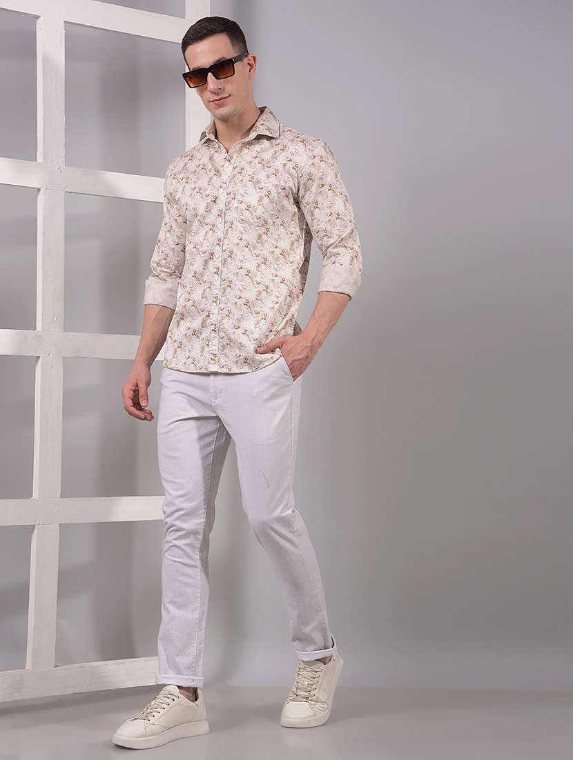 men printed long sleeve slim fit casual shirt - 21914282 -  Standard Image - 5