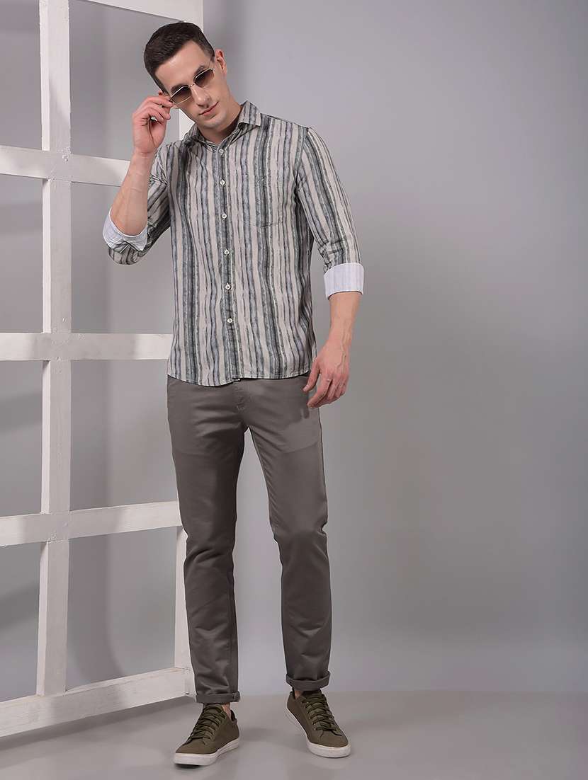 men striped long sleeve slim fit casual shirt - 21914284 - Standard Image - 5