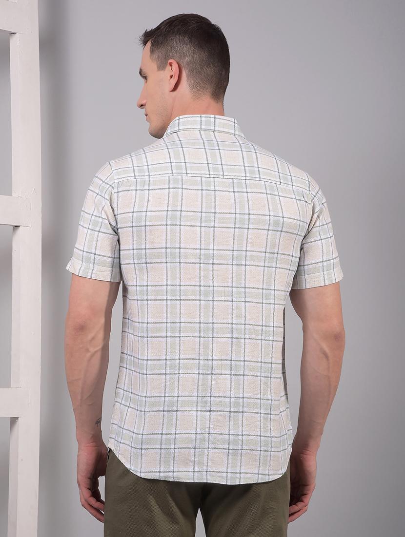 men checkered short sleeve slim fit casual shirt - 21914293 - Standard Image - 3