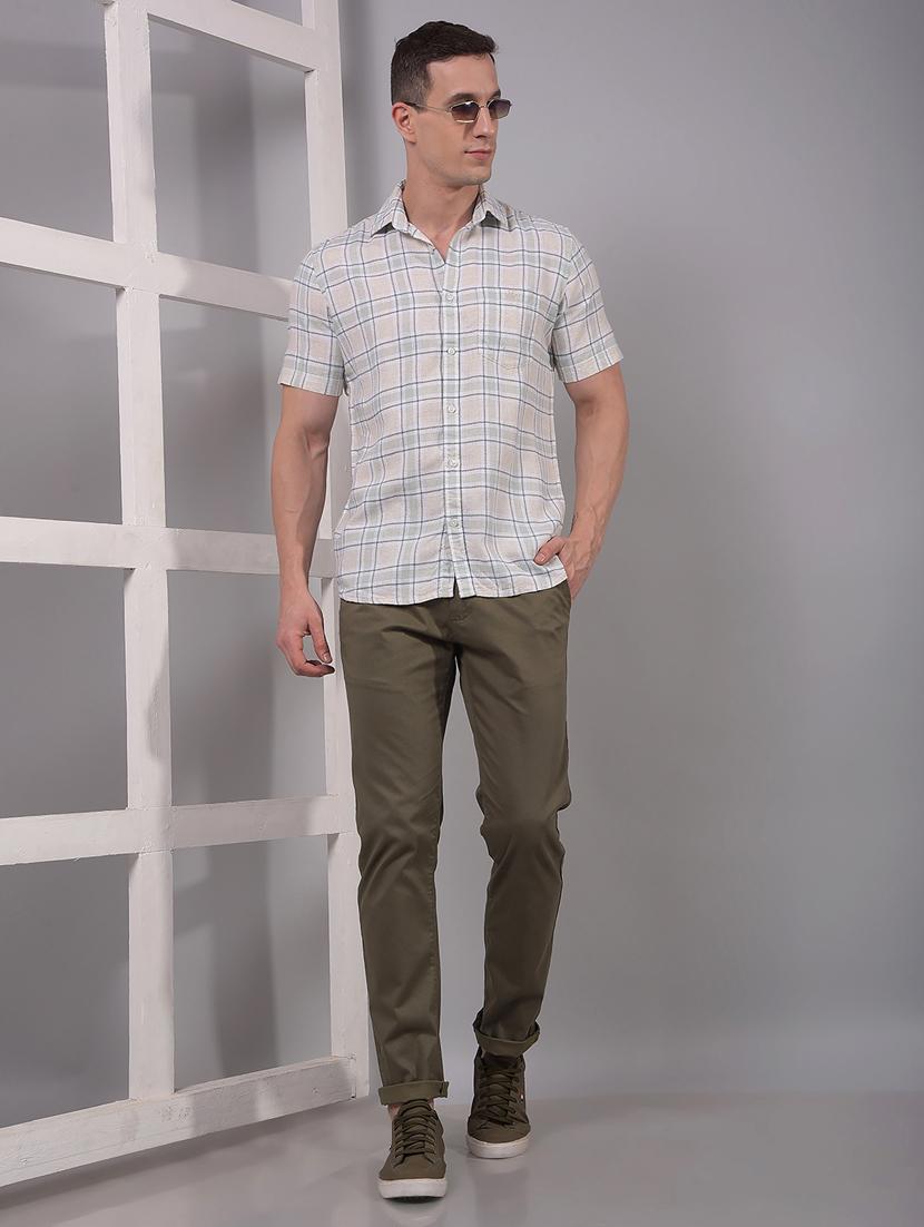 men checkered short sleeve slim fit casual shirt - 21914293 - Standard Image - 5
