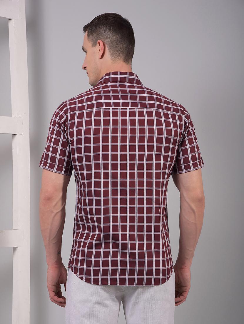 men checkered short sleeve slim fit casual shirt - 21914298 - Standard Image - 3