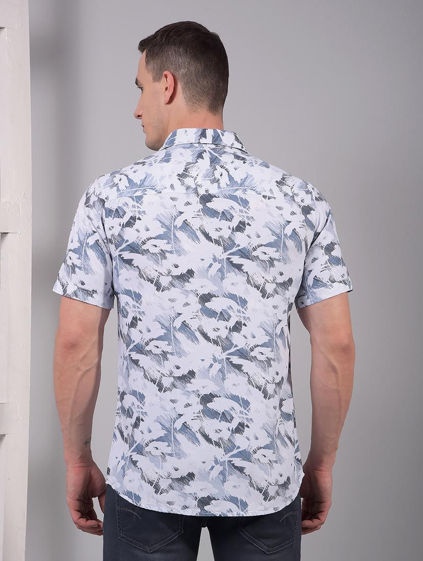 men printed short sleeve slim fit casual shirt - 21914301 - Standard Image - 3