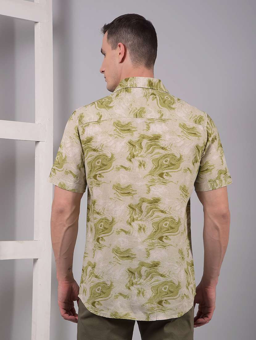 men printed short sleeve slim fit casual shirt - 21914304 - Standard Image - 3