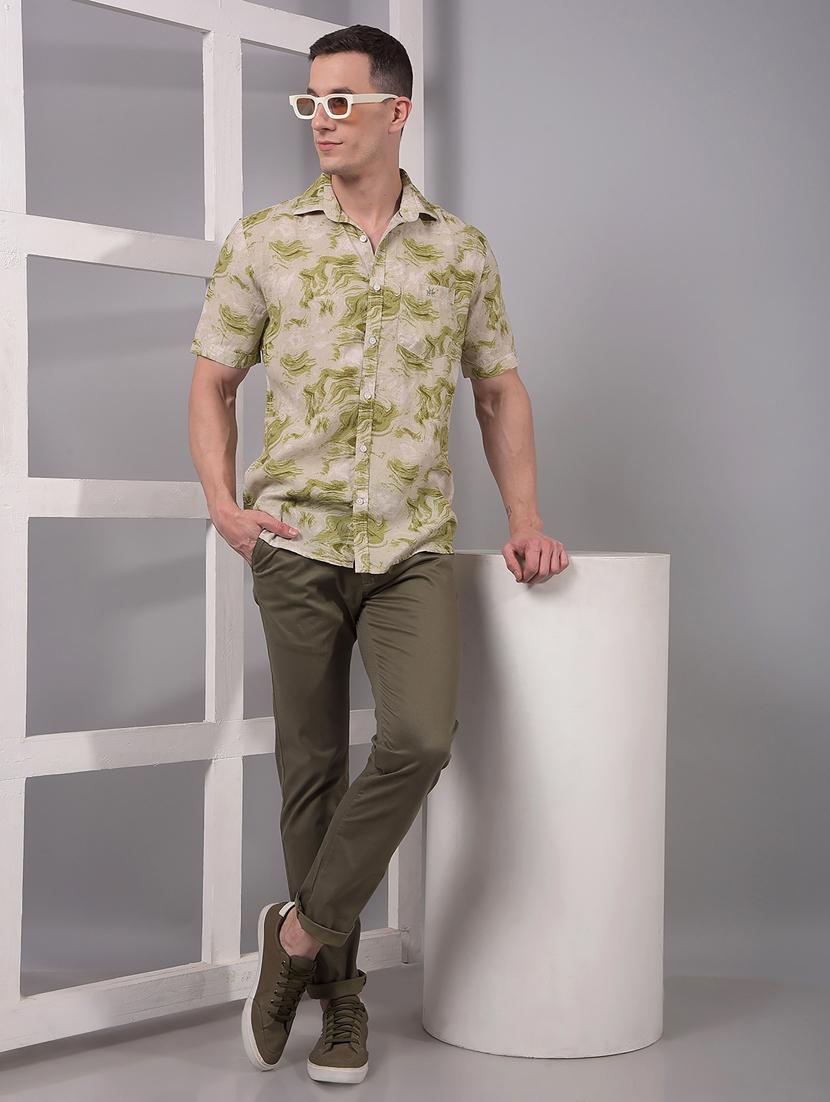 men printed short sleeve slim fit casual shirt - 21914304 - Standard Image - 5