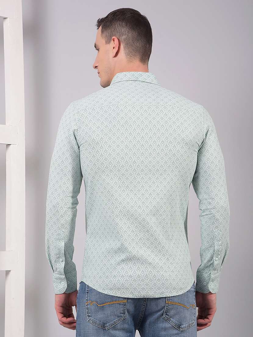 men printed long sleeve slim fit casual shirt - 21914320 - Standard Image - 3