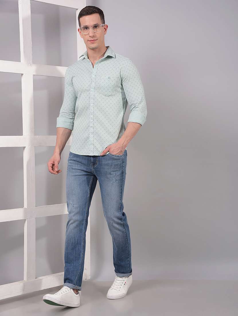 men printed long sleeve slim fit casual shirt - 21914320 - Standard Image - 5