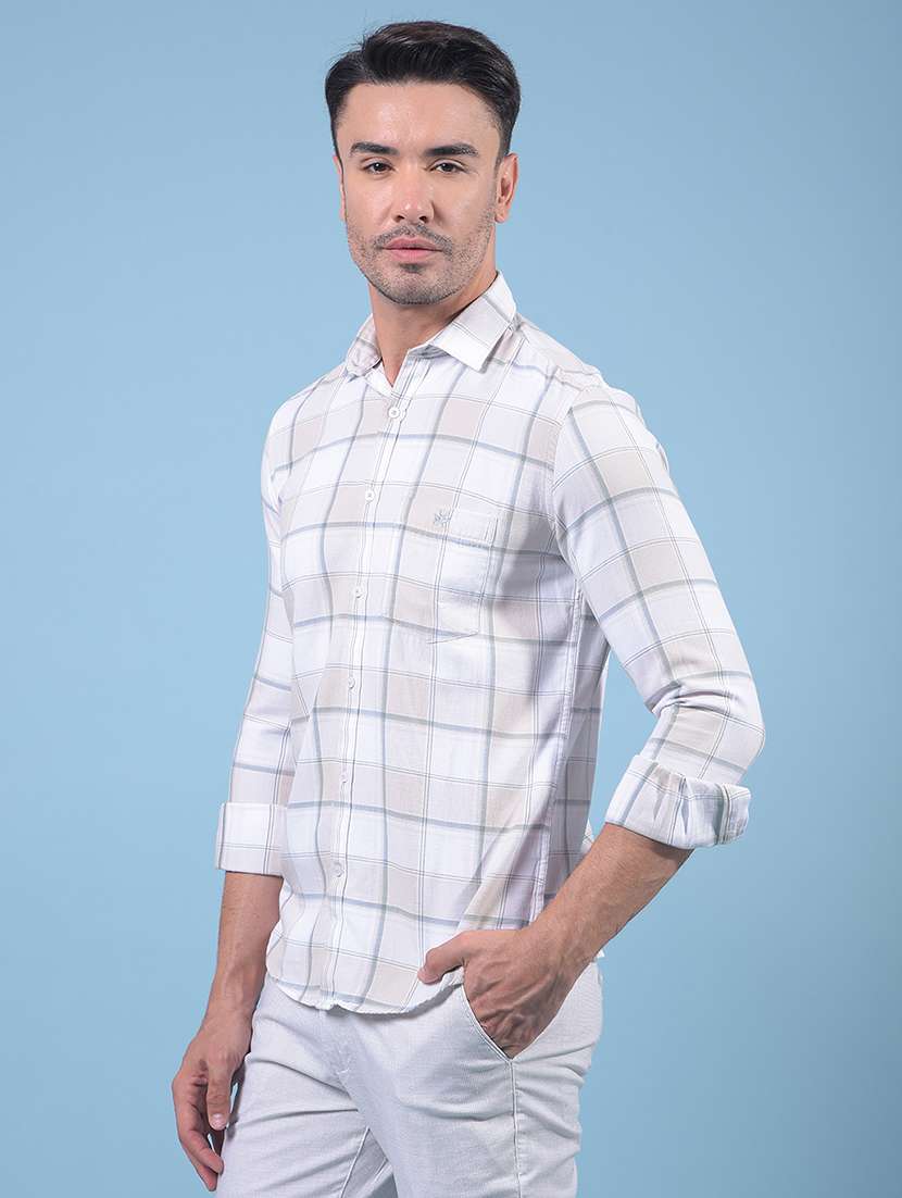 men checkered long sleeve slim fit casual shirt - 21914322 -  Standard Image - 3