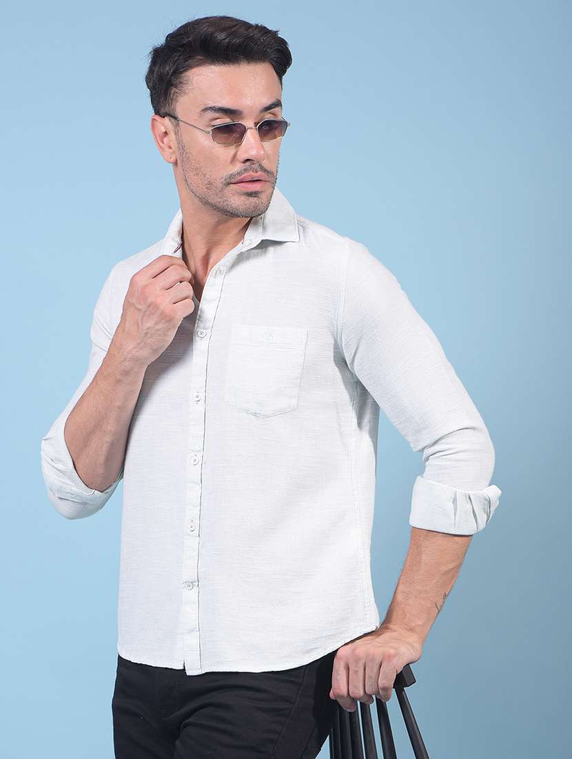 men solid long sleeve slim fit casual shirt - 21914327 - Zoom Image - 0