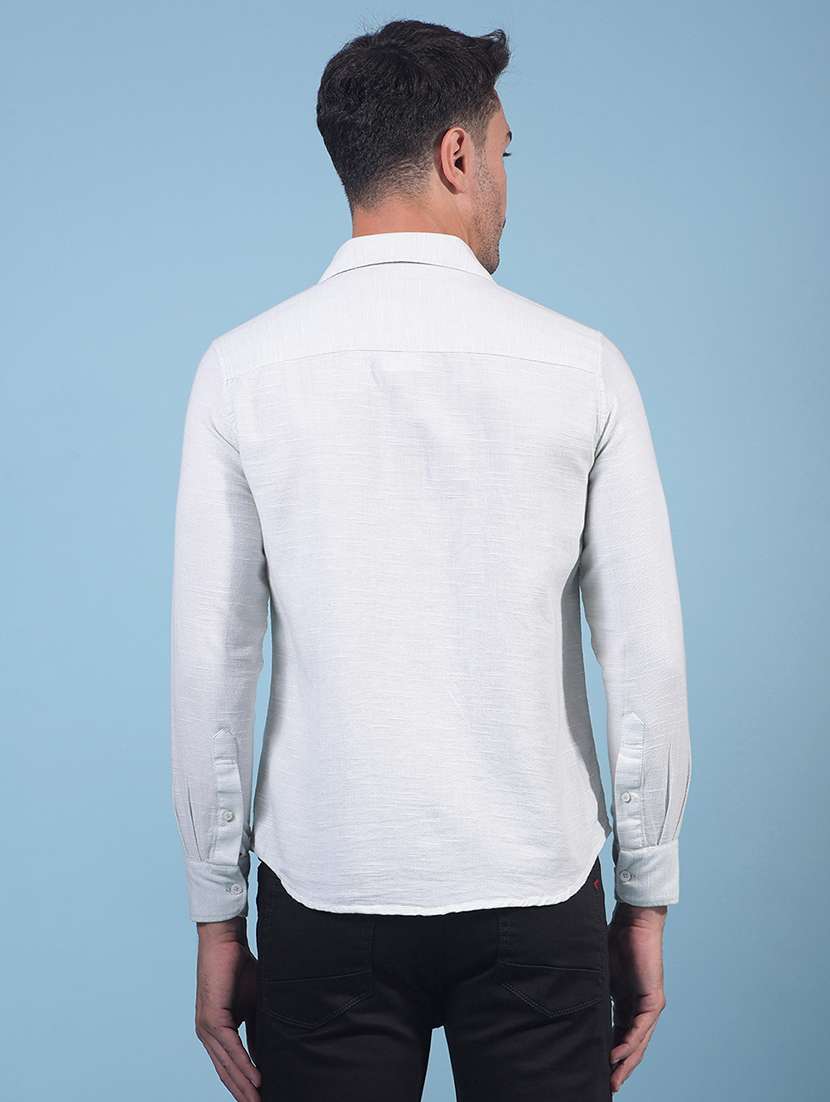 men solid long sleeve slim fit casual shirt - 21914327 - Standard Image - 3
