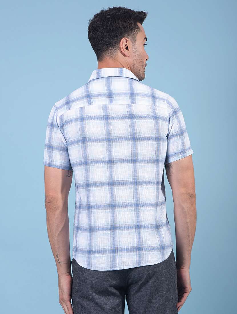 men checkered short sleeve slim fit casual shirt - 21914334 -  Standard Image - 3