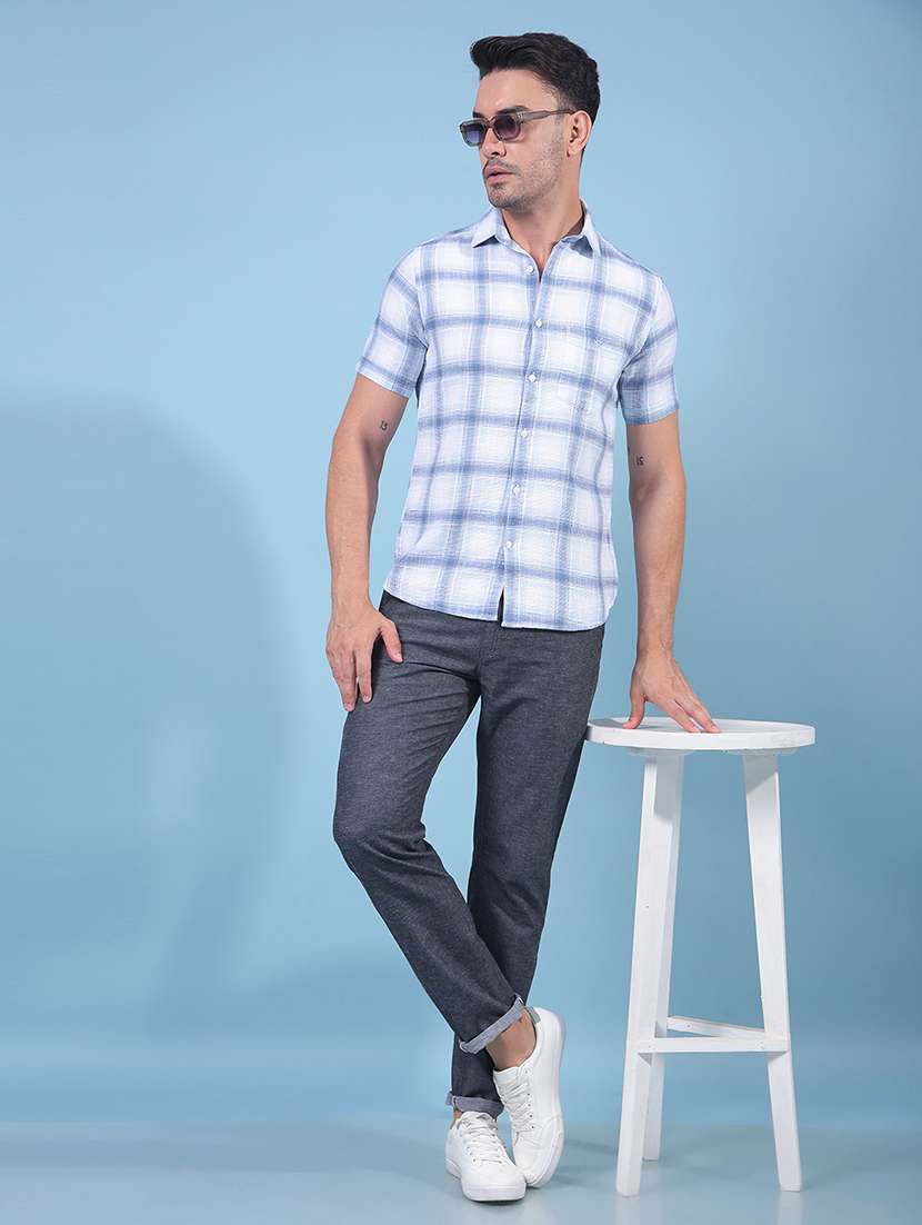 men checkered short sleeve slim fit casual shirt - 21914334 -  Standard Image - 5
