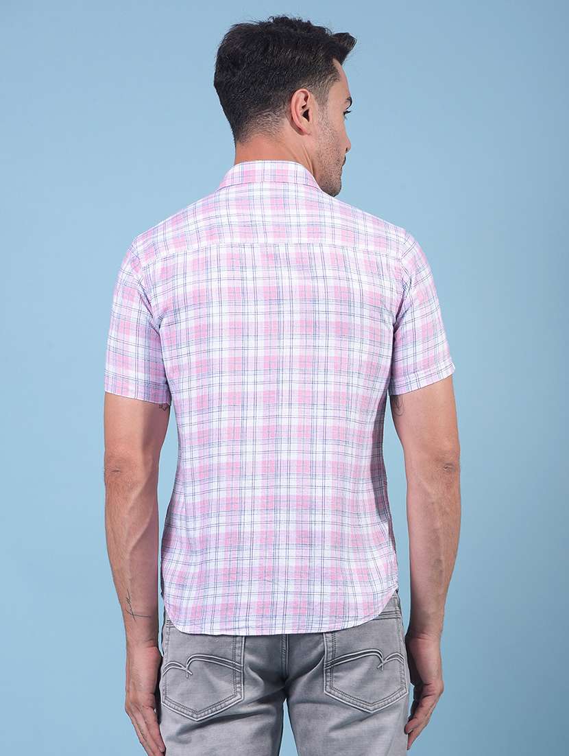 Men Checkered Short Sleeve Slim Fit Casual Shirt - 21914335 -  Standard Image - 3