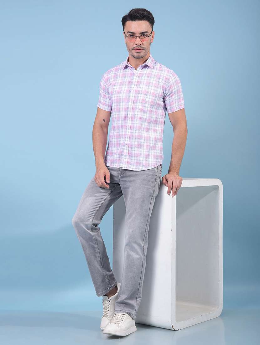 Men Checkered Short Sleeve Slim Fit Casual Shirt - 21914335 -  Standard Image - 5