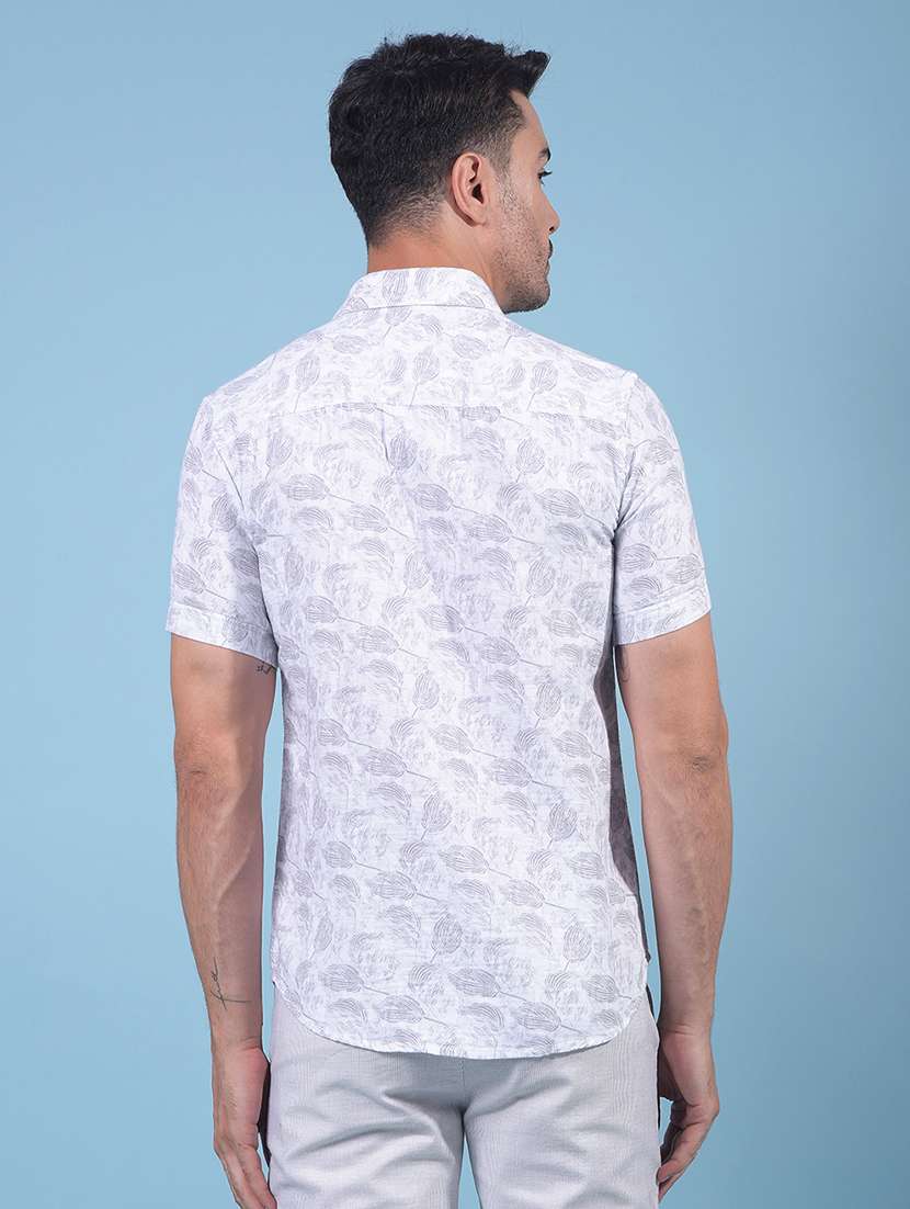 men printed short sleeve slim fit casual shirt - 21914337 - Standard Image - 3