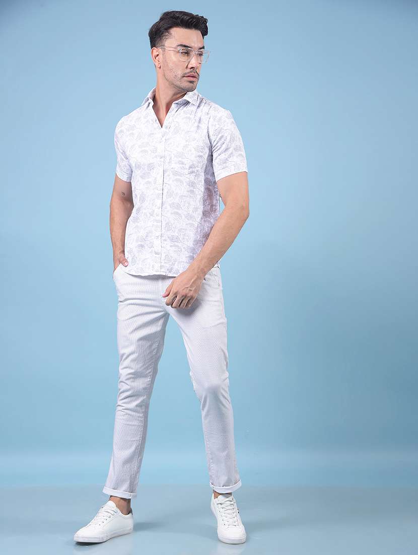 men printed short sleeve slim fit casual shirt - 21914337 - Standard Image - 5
