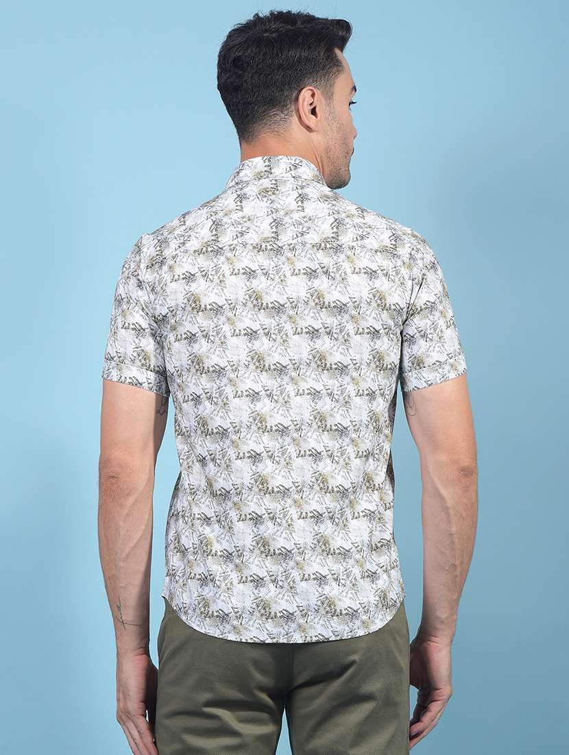 men printed short sleeve slim fit casual shirt - 21914338 -  Standard Image - 3