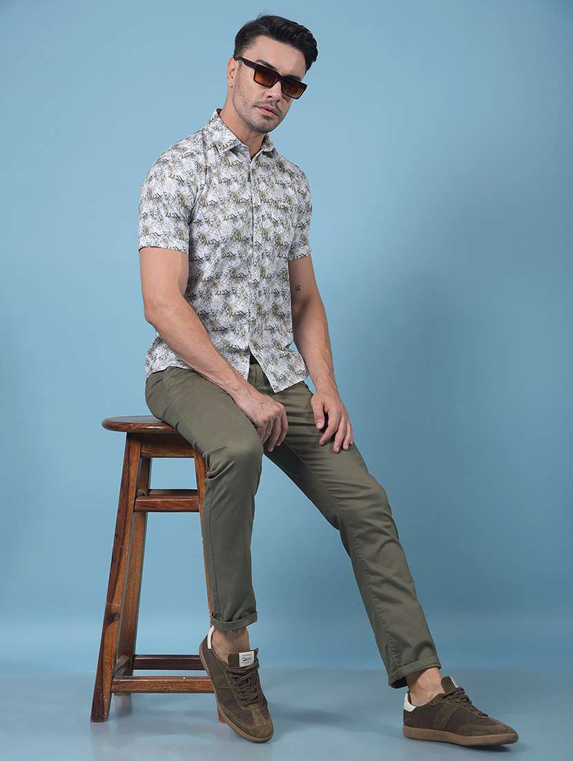 men printed short sleeve slim fit casual shirt - 21914338 -  Standard Image - 5