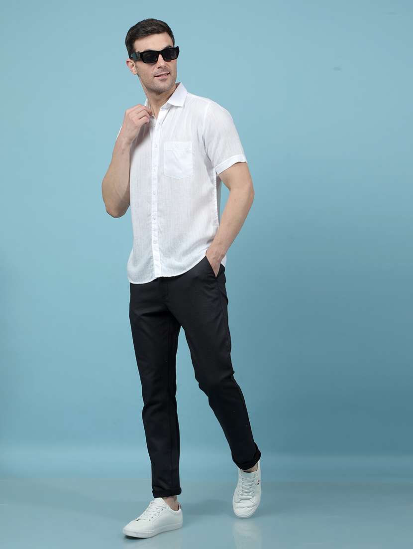 men striped short sleeve slim fit casual shirt - 21914344 -  Standard Image - 5